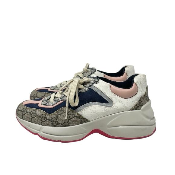 Gucci Rhyton GG Canvas Multi Monogram Low Top Sneakers Runners Size 38.5 - Picture 1 of 14